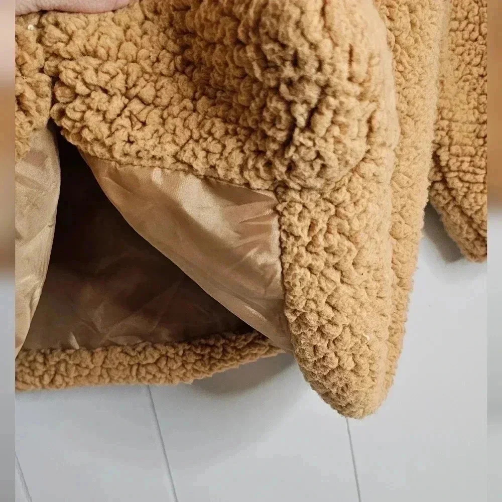 Teddy Bear Tan Cozy Thick Soft Fleece Coat, XL - Picture 3 of 7